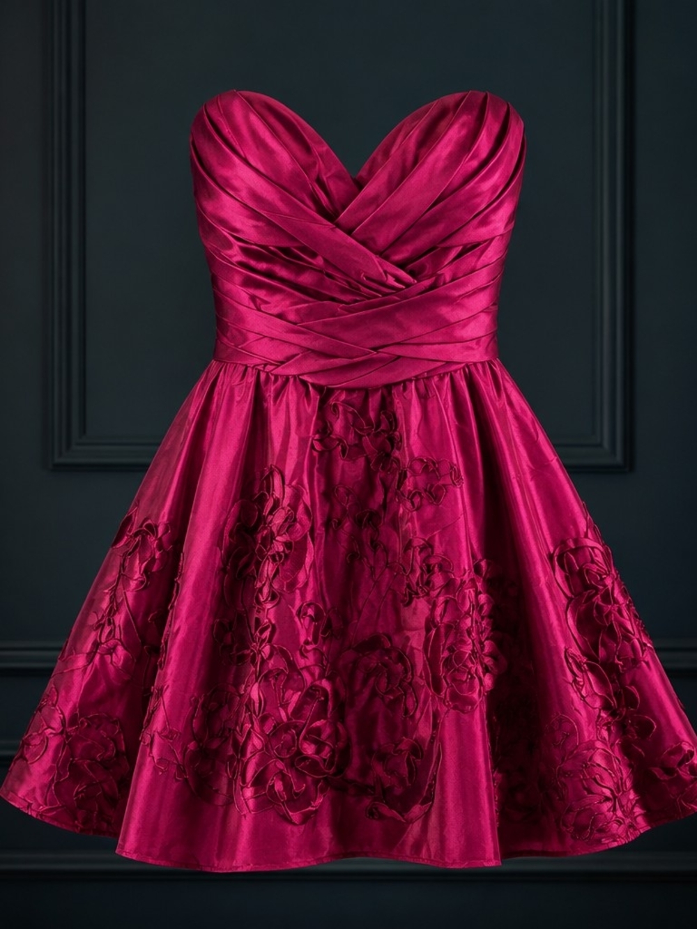 Barbiecore Magenta Masquerade Short Strapless Ruched Homecoming Party Y2K Dress